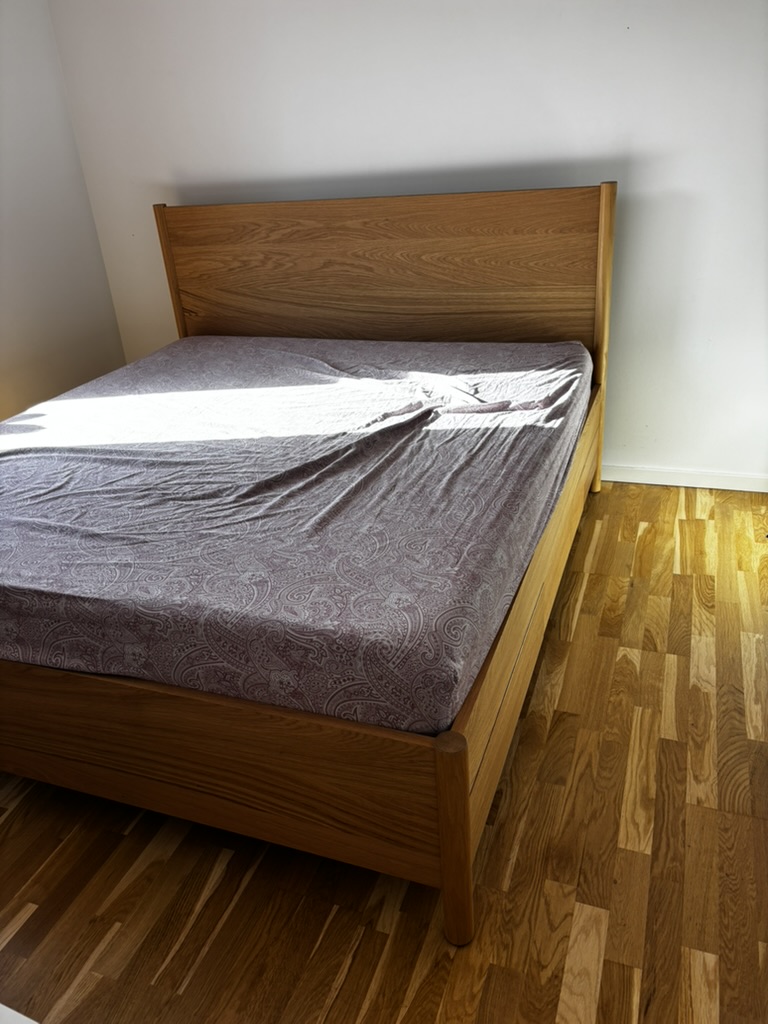Wooden box bed - side view